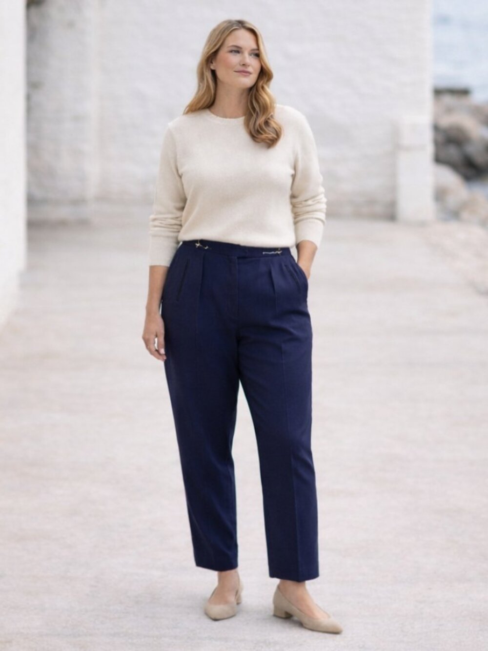 VTG 90S Renfrew Highrise Pleated Tapered Leg Pants Trousers  Size 12 Navy Blue